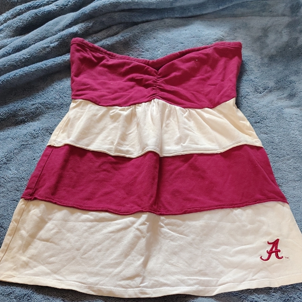 NCAA Red and Pink Strapless Sundress Casual Top